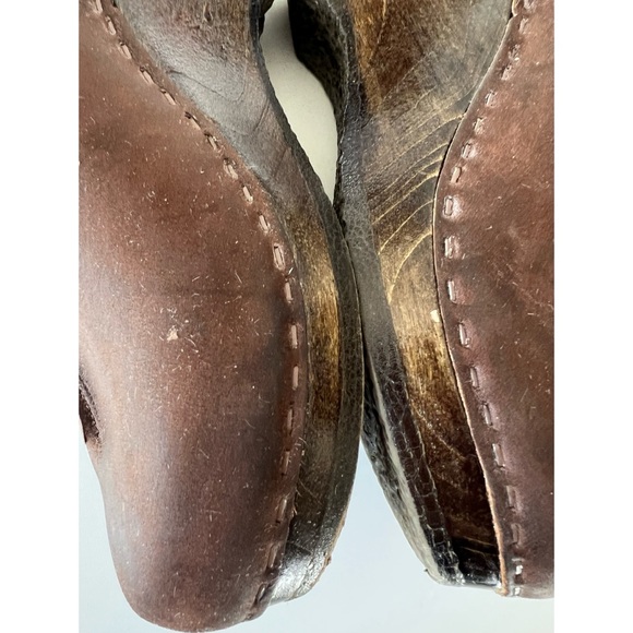 Sven Brown Leather Front Seam Clogs 38 7.5-8 - Picture 12 of 15